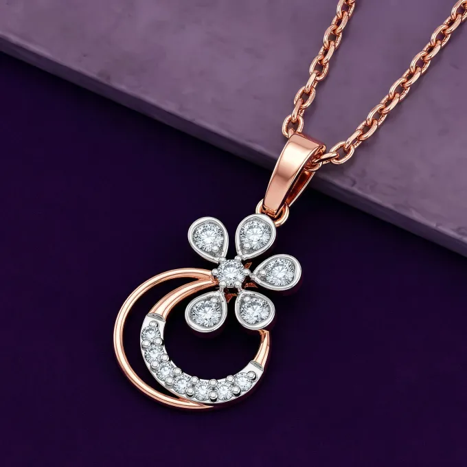 Rose Gold Zinnia Lab Grown Diamond Pendant
