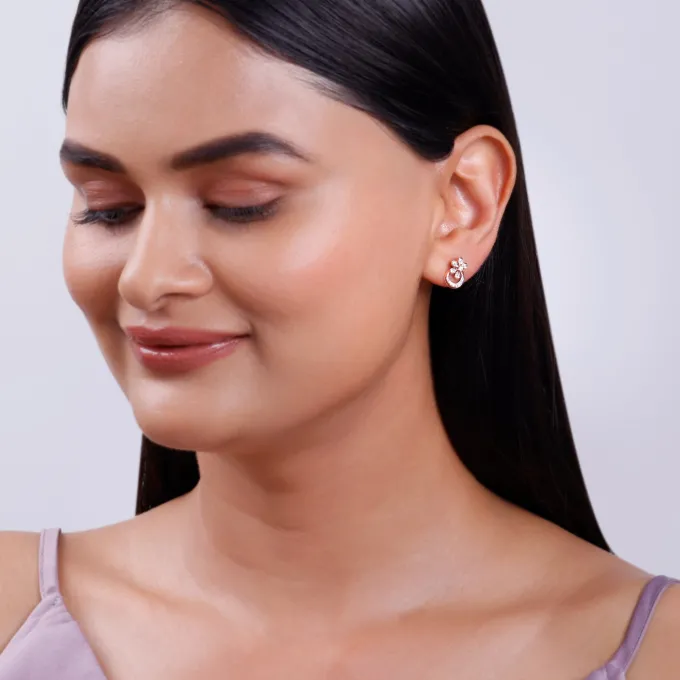 Rose Gold Zinnia Lab Grown Diamond Stud Earrings