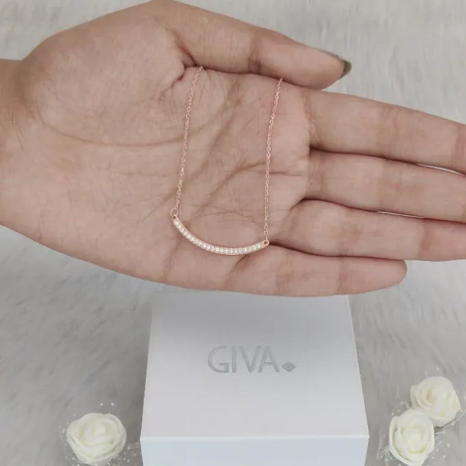 Rose Gold Zircon Arc Necklace