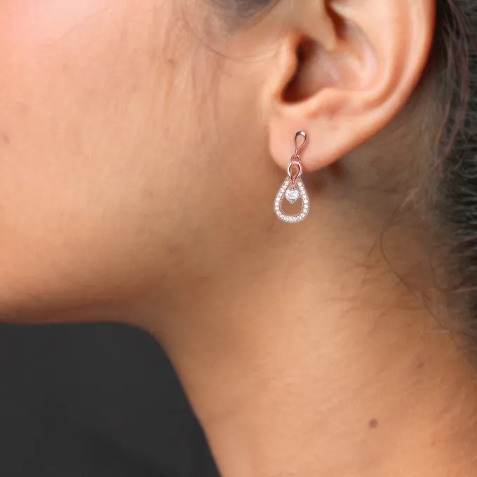 Rose Gold Zircon Drop Earrings