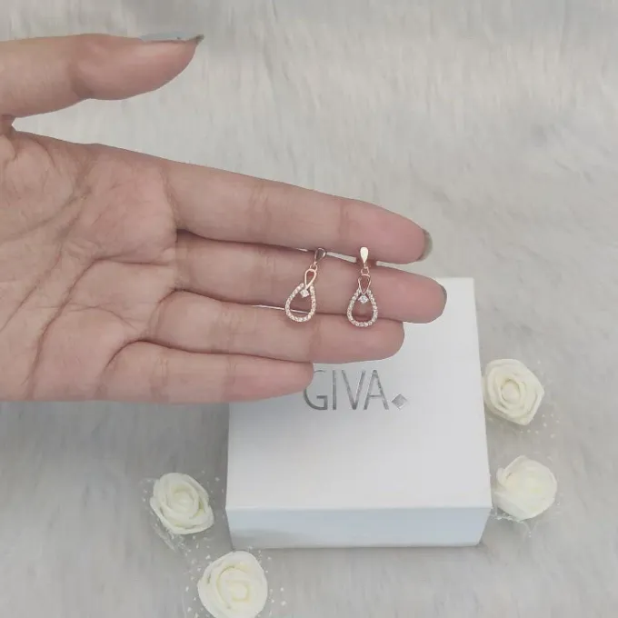 Rose Gold Zircon Drop Earrings