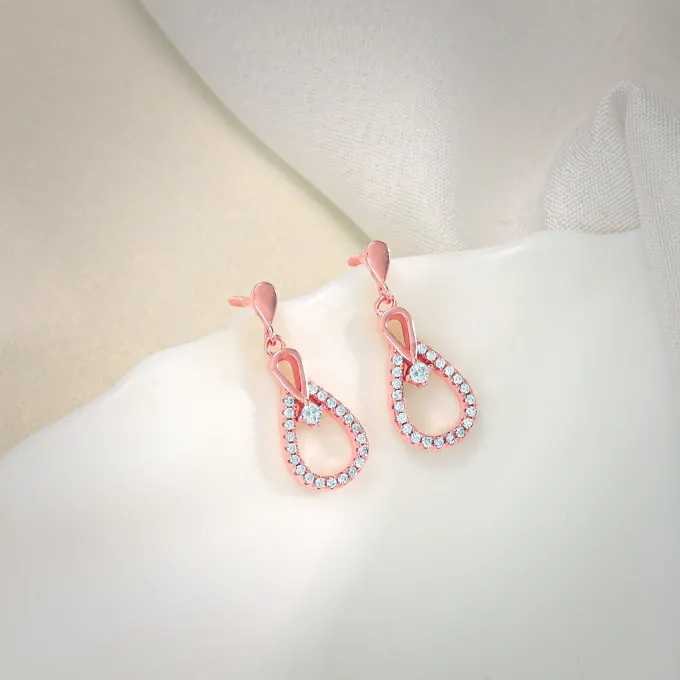 Rose Gold Zircon Drop Earrings