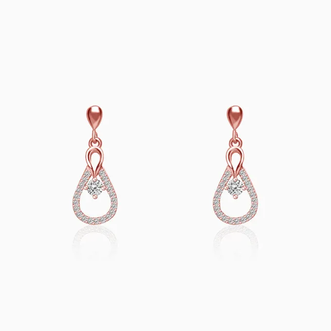 Rose Gold Zircon Drop Earrings