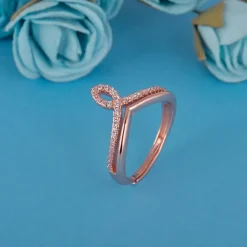Rose Gold Zircon Flame Ring