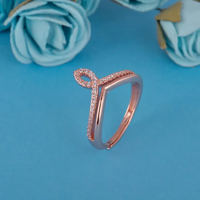 Rose Gold Zircon Flame Ring