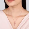 Rose Gold Zircon Flamingo Pendant with Link Chain