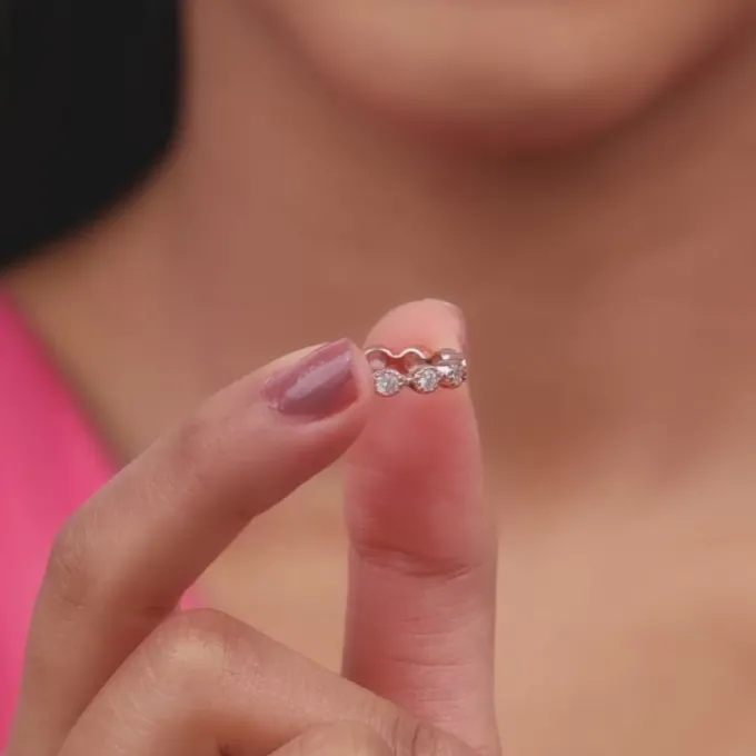 Rose Gold Zircon Melange Ring (Size 13)