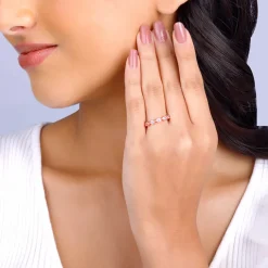 Rose Gold Zircon Melange Ring (Size 13)