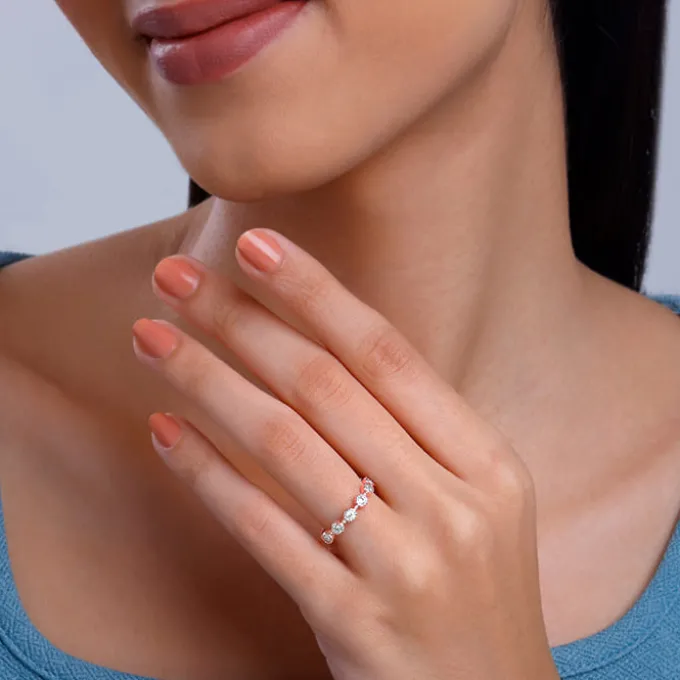 Rose Gold Zircon Melange Ring (Size 12)