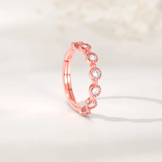 Rose Gold Zircon Melange Ring (Size 12)