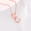 Rose Gold Zircon Pendant with Link Chain