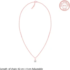 Rose Gold Zircon Pendant with Link Chain