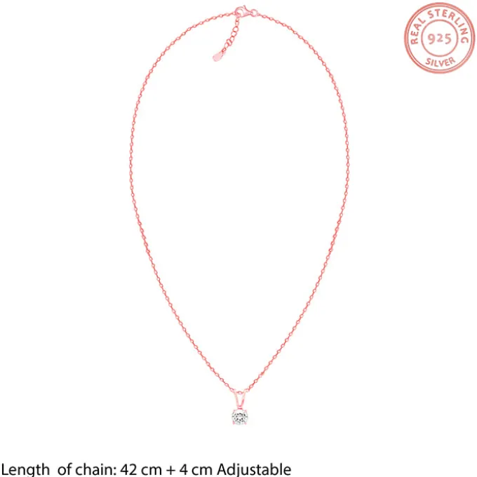 Rose Gold Zircon Pendant with Link Chain