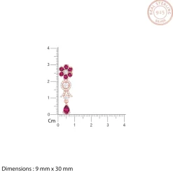Rose Gold Zircon Pink Flower Drop Danglers