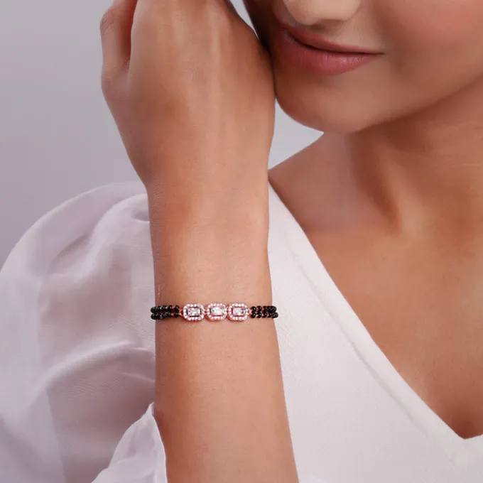 Rose Gold Zircon Radiant Mangalsutra Bracelet
