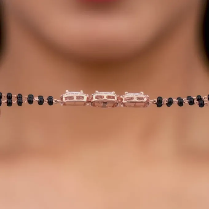 Rose Gold Zircon Radiant Mangalsutra Bracelet
