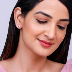 Rose Gold Zircon Triangle Stud Earrings