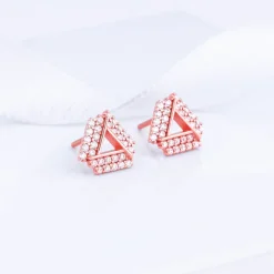 Rose Gold Zircon Triangle Stud Earrings