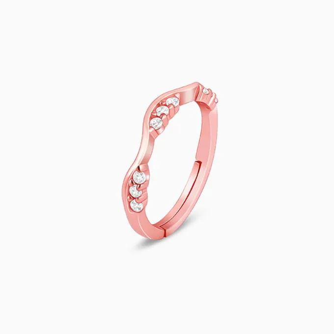 Rose Gold Zircon Tune of Wave Ring