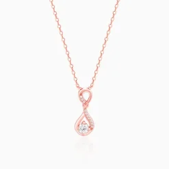 Rose Gold Zircon Twist Pendant With Link Chain