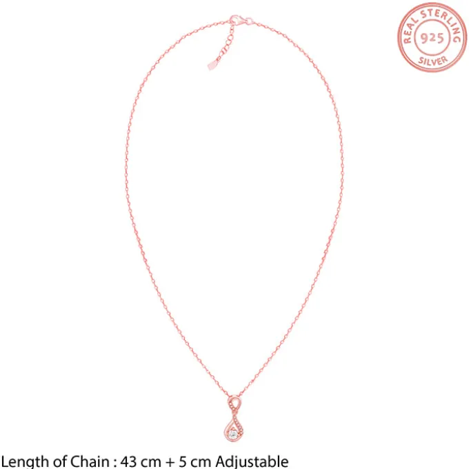 Rose Gold Zircon Twist Pendant With Link Chain
