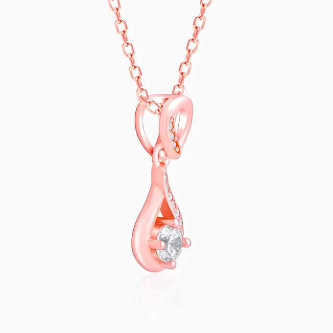 Rose Gold Zircon Twist Pendant With Link Chain