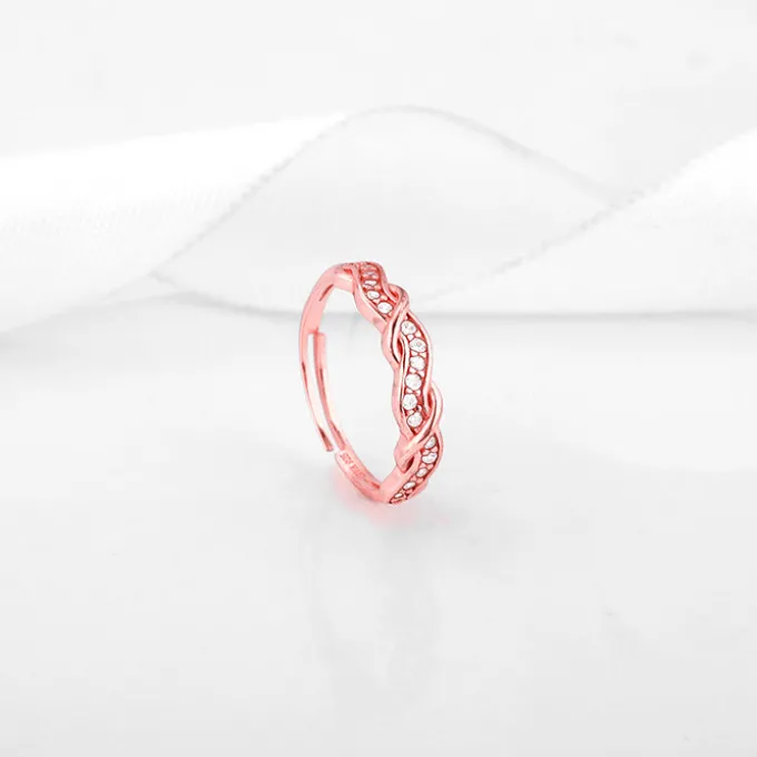 Rose Gold Zircon Winding Wave Ring