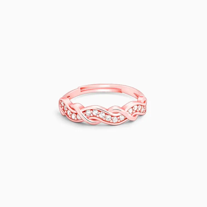 Rose Gold Zircon Winding Wave Ring