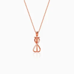 Rose Gold Zirconia Infinity Pendant With Link Chain