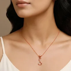 Rose Gold Zirconia Infinity Pendant With Link Chain