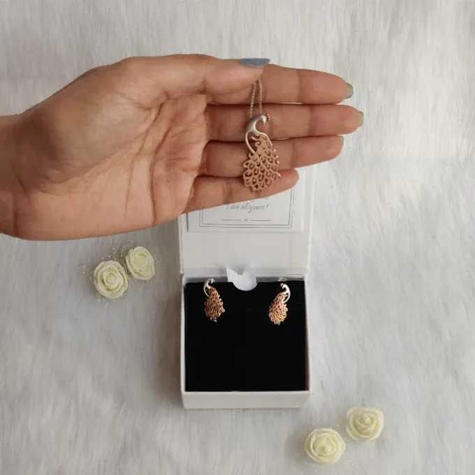 Royal Peacock Set with Box Chain