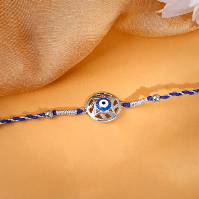 Silver Admiring Evil Eye Rakhi
