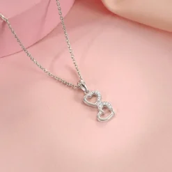 Silver All Hearts Pendant With Link Chain