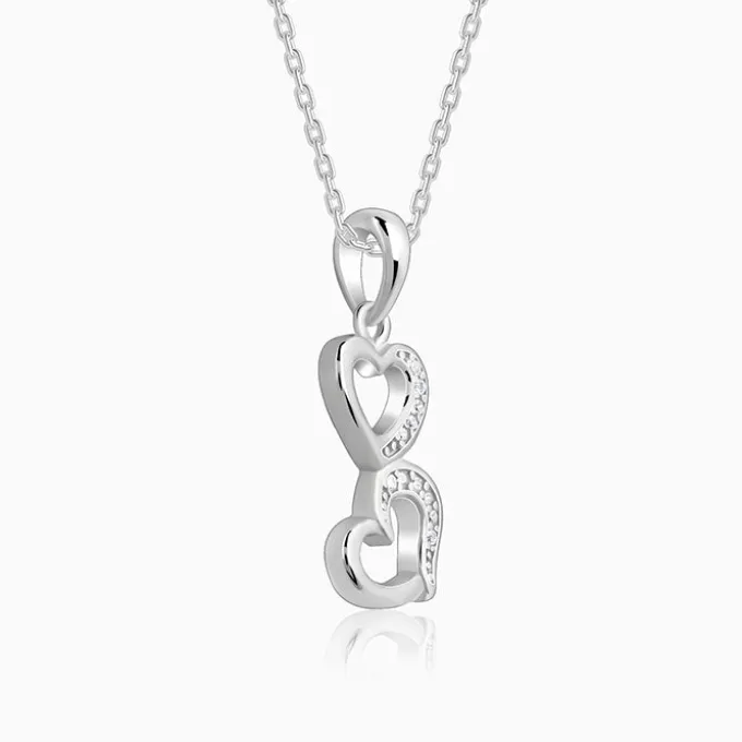 Silver All Hearts Pendant With Link Chain