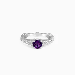 Silver Amethyst Crown Ring
