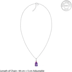 Silver Amethyst Pendant With Link Chain