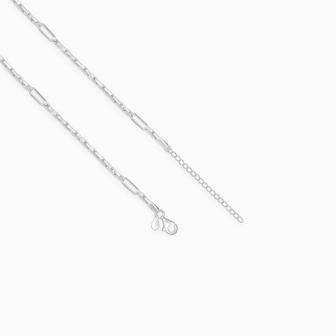 Silver Anchor with Bar Design Chain