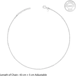 Silver Anchor with Bar Design Chain