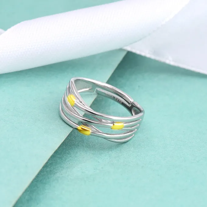 Silver and Golden Weave Ring