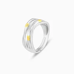 Silver and Golden Weave Ring
