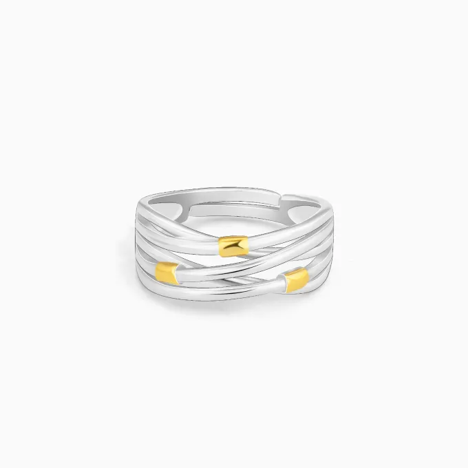 Silver and Golden Weave Ring