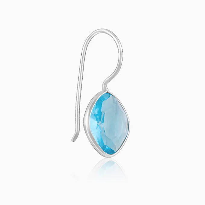 Silver Aqua Blue Crystal Earrings