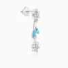 Silver Aqua Blue Floral Earrings