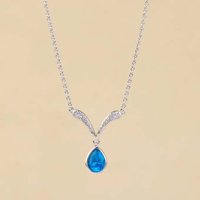 Silver Aqua Blue Necklace