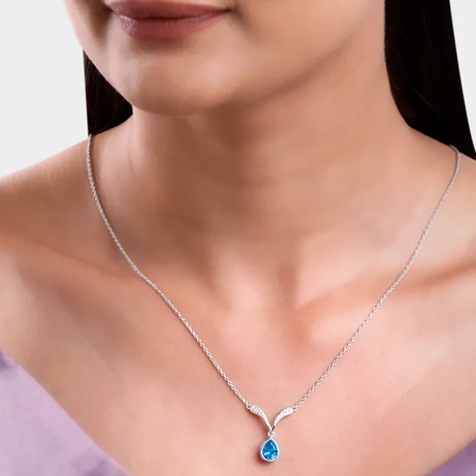 Silver Aqua Blue Necklace
