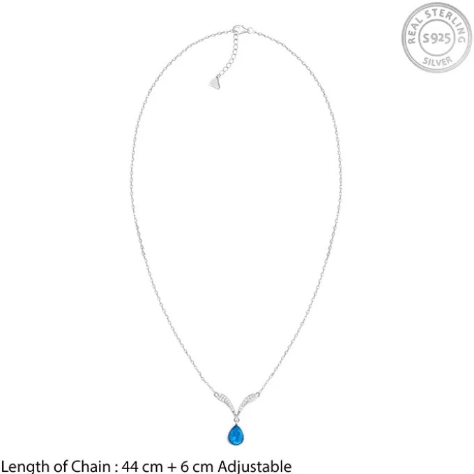 Silver Aqua Blue Necklace
