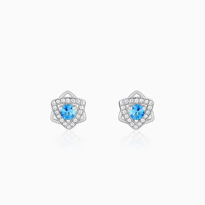 Silver Aqua Blue Star Earrings
