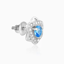 Silver Aqua Blue Star Earrings