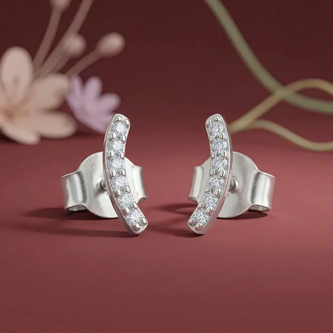 Silver Arc Stud Earrings