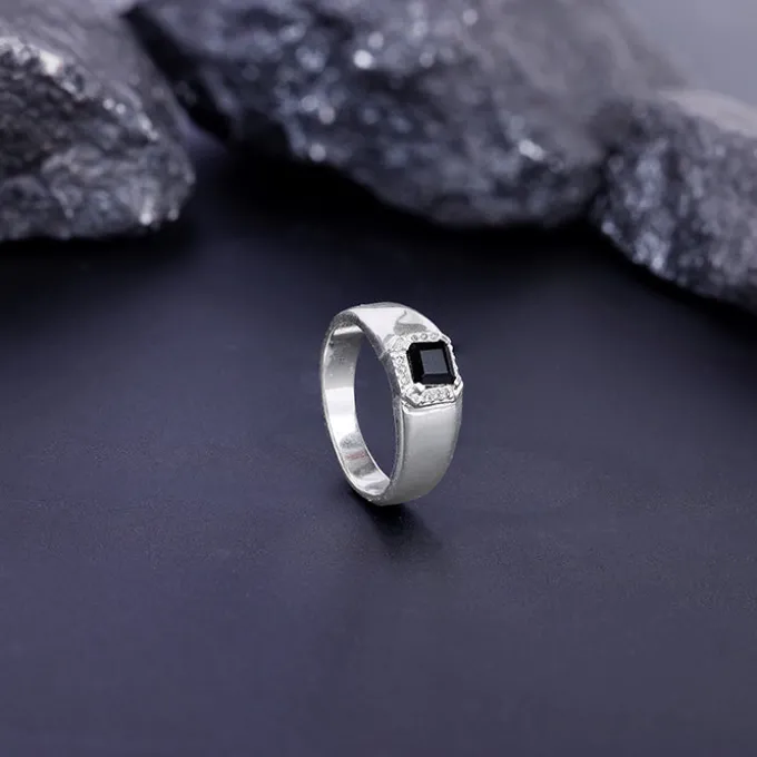 Silver Asphalt Ring For Him